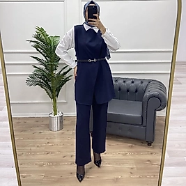 2’li Yelek & Pantolon Double Krep Takım