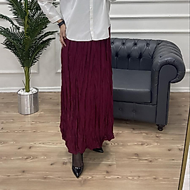 Bordo Keten Kraş Etek