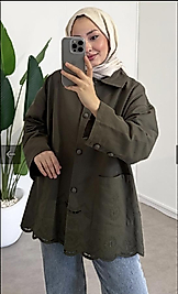 HAKİ PAMUKLU GABARDİN CEKET