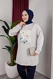 KABARTMA BASKILI OYSHO KREM SWEAT