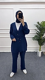 Pamuklu Müslin Pantolon Takım Lacivert