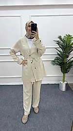 Pamuklu Müslin Takım Krem