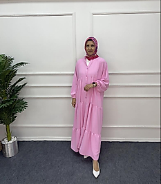 Linda Kumaş Pembe Elbise