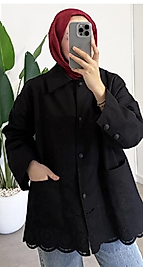 SİYAH PAMUKLU GABARDİN CEKET